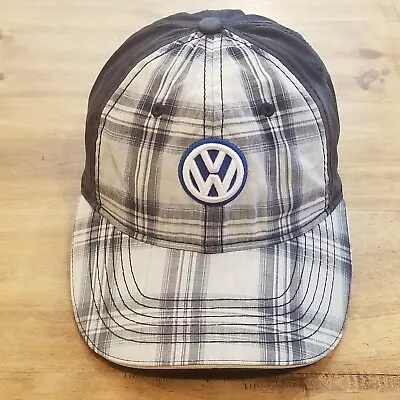 Volkswagen Hat Cap Strap Back Blue Plaid V-Dub One Size Casual Patch • $17.05