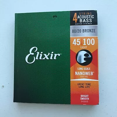 Elixir 14502 Nanoweb 80/20 Bronze Acoustic Bass Guitar Strings 45/65/80/100 Gore • $39.99