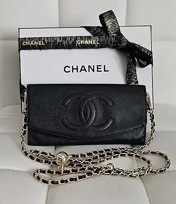 CHANEL Black Caviar Timeless CC Flap Wallet • $499