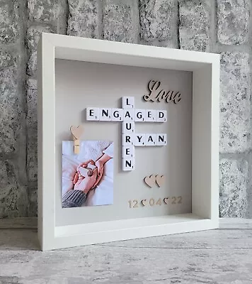 2. Scrabble Picture Photo Frame Love Couples Engaged Engagement Wedding Proposal • £22