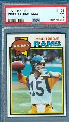 1979 Topps Football #409 Vince Ferragamo Rookie Rams PSA 7 NM (Sharp Corners) • $34.95