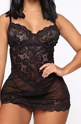 Sexy Lace Black Fashion Nova Keep Her Secret Babydoll Lingerie Small New • $5.99