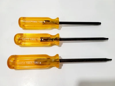$14.95 • Buy Vintage Vaco Torx Driver 3 Piece Set 70815 70820 70830 Orange Handle 