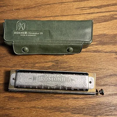 Vintage M.Hohner Super Chromonica 270 Harmonica With Original Green Case. • $40