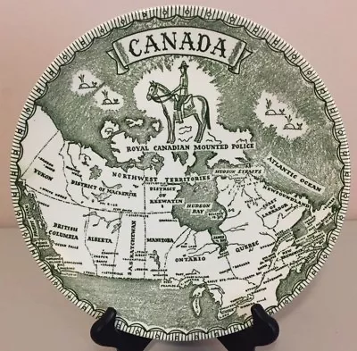 CANADA Map Collector's Plate ... Green & White ... 9.5  ...mountie  • $10.98