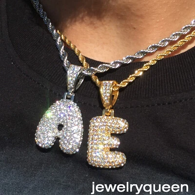 $12.95 • Buy Alphabet Bubble Letter Pendant 18  - 24  Rope Chain 3mm Necklace Initials
