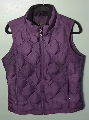 Eddie Bauer Women's Medium Purple Goose Down Vest Full Zip Quilted Puffer • $24.99