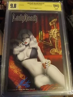 Lady Death Necrotic Genesis 1 Unhappy Hour Mockup Variant Signed Monte Moore 9.8 • $179.95