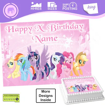 My Little Pony Personalised Cake Topper Decoration Rectangle Sizes Inc Costco • £14.47