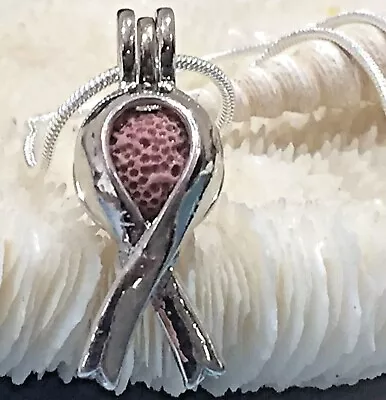 $7.55 • Buy New Aromatherapy Diffuser Breast Cancer Pink Ribbon Necklace Essential Oil Lava 