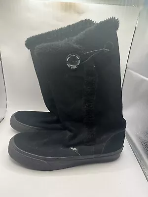 Vans Phoebe Women's Black Fur Lined  Suede Mid Calf Winter Boots Size 9 • $59.99