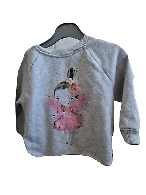 Baby Girl Next Ballerina Jumper Applique Tutu Grey Glitter Jumper 9-12 Months • £4