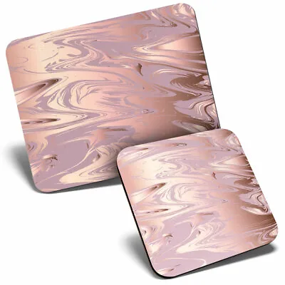 £6.99 • Buy Mouse Mat & Coaster Set - Rose Gold Marble Pattern Pretty  #24125