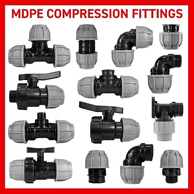 MDPE  Compression Fitting Elbowteestraightvalve20mm-50mm For MDPE WATER PIPE • £21