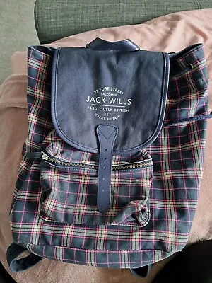 Jack Wills Check Design Backpack - Navy & Pink • £10