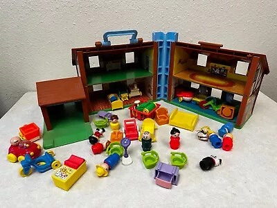 Vtg 1980 Fisher Price Little People Tudor Play Family House W/ Some Accessories • $40