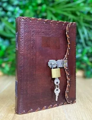 $44 • Buy A5 Brown Lock N Key Leather Journal | 240 Lined Pages | Brass Lock