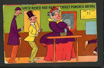 Pc Pre Ww1 Lady In Railway Ticket Office Seaside Comic Humour Artist  1910 #842 • £3.99