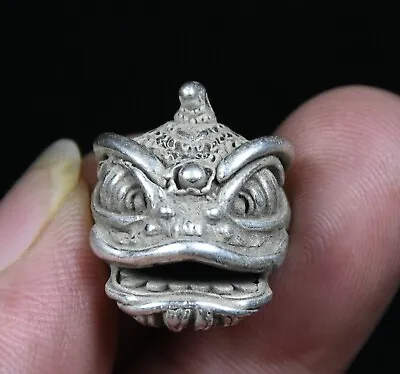 2CM Rare Old China Miao Silver Feng Shui Frog Beast Head Lucky Pendant Bell • $15