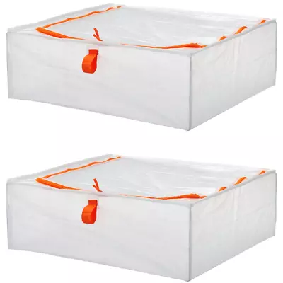 2x Underbed Storage Bags - Set Of 2 Large Under Bed Duvet Bedding Clothing Boxes • £11.44