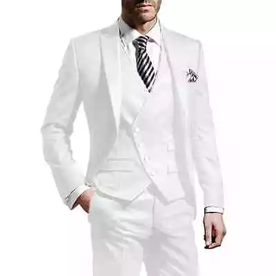 Men's Wedding Groom Dress Flip Collar Wedding Tailcoat 3pcs (jacket+vest+pants) • $160.06