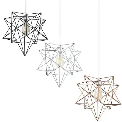 £19.99 • Buy Metal Wire Frame Lampshade Star Pendant Ceiling Light Shade Lighting LED Bulb A+
