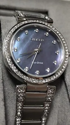Citizen Eco-Drive Silhouette Women's Crystal Accent Watch 28MM EM0840-59N • $99.99