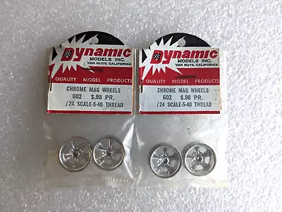 DYNAMIC VINTAGE SLOT CAR 2 Pairs 1/24th Scale WHEELS ORIG 1960's NOS - # 602 • $19.99