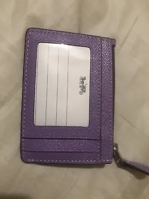 Coach Mini Skinny ID Case Card Holder Key Wallet Purple New • $92.98