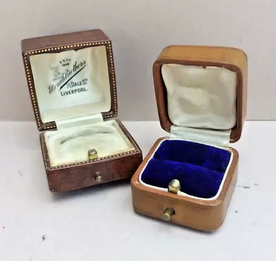2 Antique Edwardian Leather Jewellery Ring Boxes  Morath  Bros Liverpool • £20