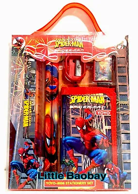 Kids Marvel Spiderman 6Pcs Stationery Set Pencil Case Rubber School Gift UK NEW • £4.66