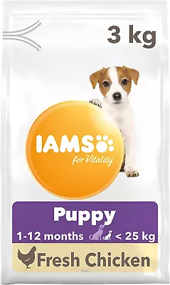 IAMS Complete Dry Dog Food For Puppy Small And Medium Breeds With Chicken 3 Kg • £13.92