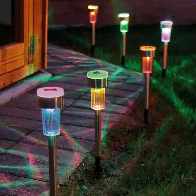 10/24x Solar Powered Garden LED Stake Lights For Patio Lawn Decor Color Changing • £22.99