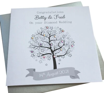 £3.99 • Buy Personalised Handmade Diamond / 60th Wedding Anniversary Card