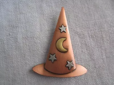Copper Wizard Hat Brooch Moon/stars/gold Tone/silver Tone APR24-35 • $8