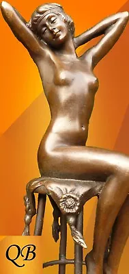 Bronze Figurine Art Deco Sculpture Statue Awakening Lady Figure D.h.chiparus • £124.95