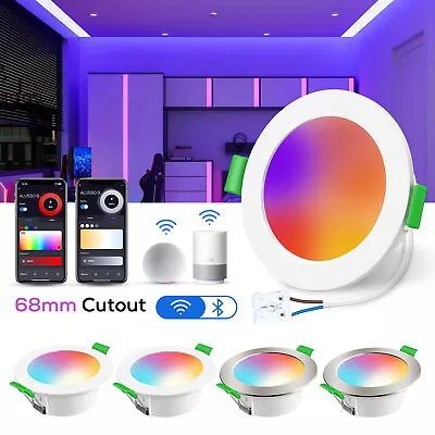 68mm RGB WIFI LED Recessed Ceiling Light Bluetooth Dimmable Spot Downlight Alexa • £169.97