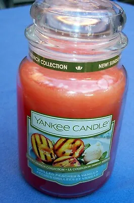 YANKEE CANDLE Large Jar GRILLED PEACHES & VANILLA  SUNDAY BRUNCH USA Rare • £19.99