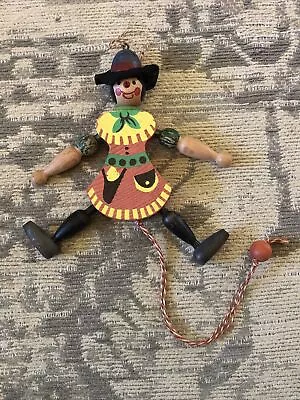 VINTAGE AUSTRIA WOODEN STRING Girl PUPPET MARIONETTE • $18.99