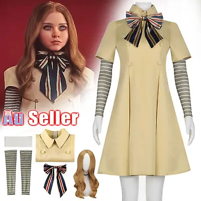 Kids Megan Costume Thriller Movies M3GAN Cosplay Girl Dress Socks AI Doll Robots • $37.69
