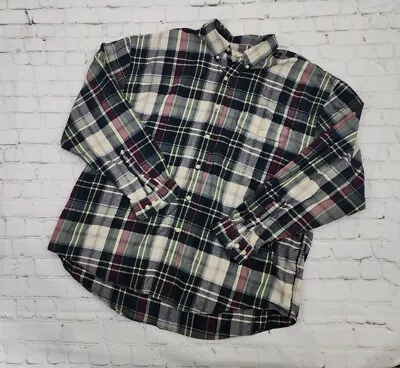 Vintage 90s Eddie Bauer Mens 100% Cotton Button Up Plaid Flannel Shirt XXL VTG  • $24.95