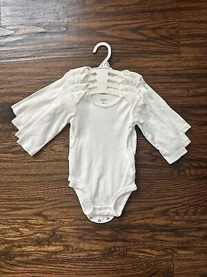 4 Pack Carter's Unisex Infant Baby Girl Boy Plain White Long Sleeve Bodysuits 9M • $12.99