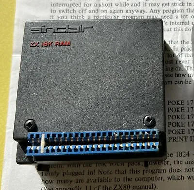 Sinclair ZX 16K RAM Add On Memory For ZX80 / ZX81 Computers • £45