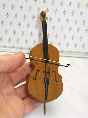 Lovely Harold Goldman Wooden Cello With Bow - Artisan Dollhouse Miniature • $55