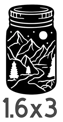 Mason Jar Mountain And Night Sky (Black Temporary Vinyl Sticker) 1.6 X3  • £6.62