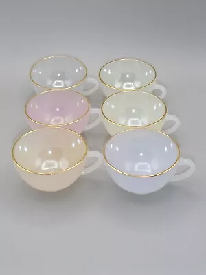 Set Of Six Arcopal Opaline Mini Espresso Coffee Cups And Saucers • $139.01