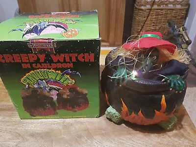 Vintage Halloween Decoration Creepy Witch In Cauldron Lonestar Toys Working   • £25