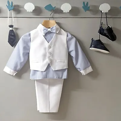 Baby Boy Blue White Outfit Smart Wedding Baptism Suit Christening 0m - 4yrs • £30.90