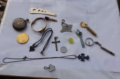 LOT Vintage Jewelry Watches Pocket 17 Jewels Whistles Coins Marble Crosses LOOK • $4.25