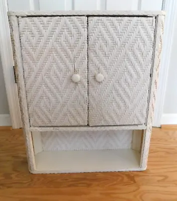 Wicker Vanity CabinetBath DecorWall Or Counter MountGreat Vintage  Condition • $75